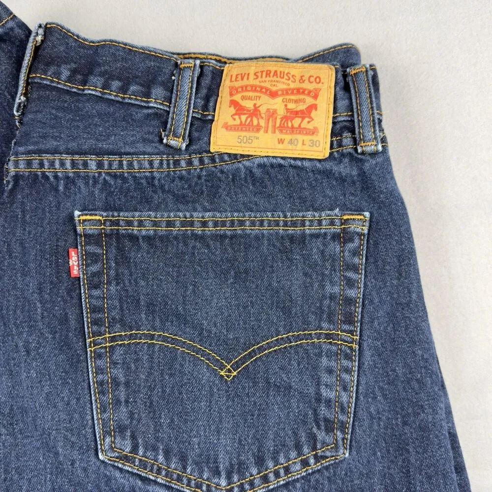 Levi's 505 Jeans Mens 40x30‎ Straight Fit 5-Pocket Cotton Denim Black